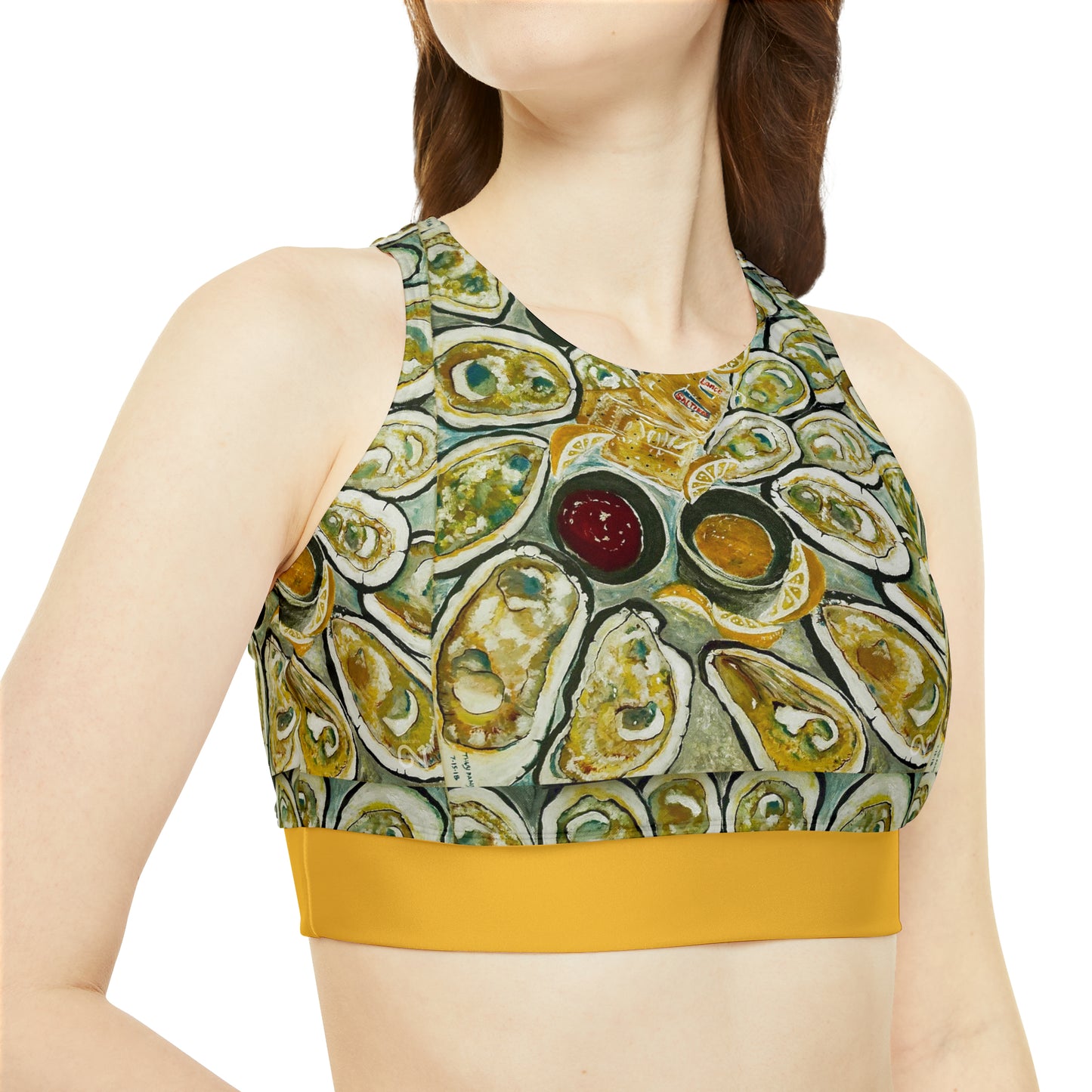 Oysters on the half shell - High Neck Crop Bikini Top (AOP)