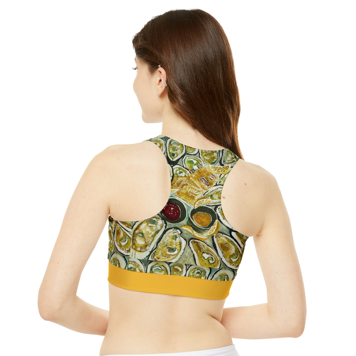 Oysters on the half shell - High Neck Crop Bikini Top (AOP)