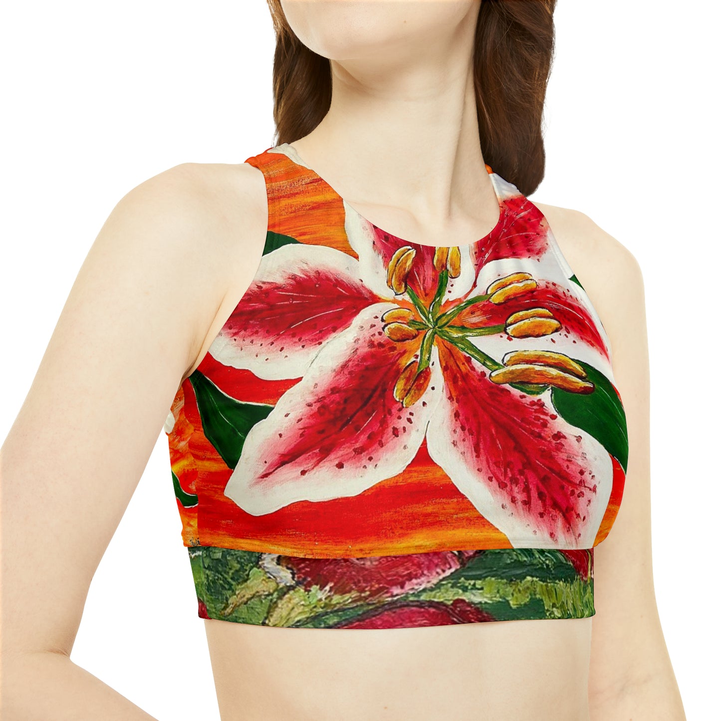 Tropicals! High Neck Crop Bikini Top (AOP)