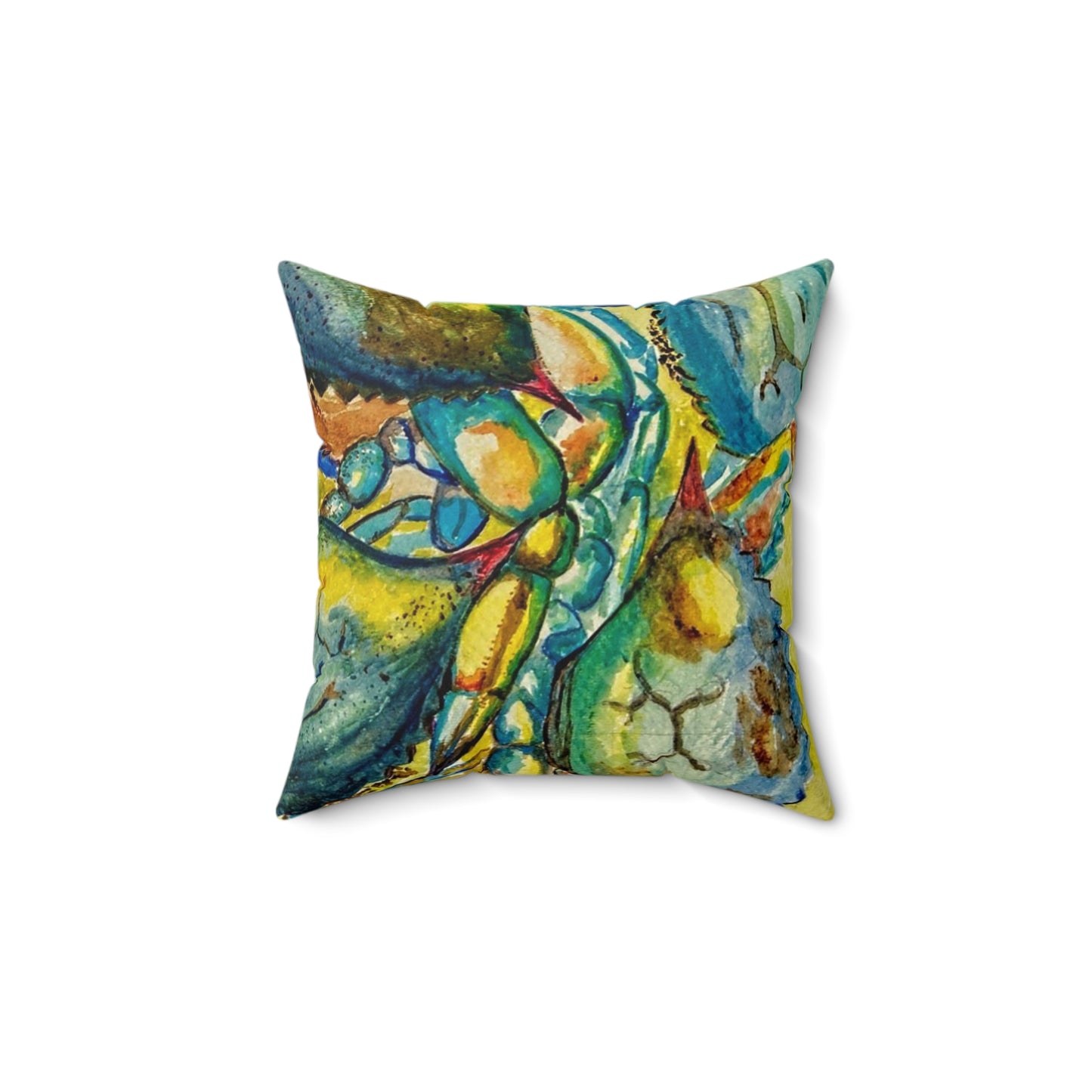 Spun Polyester Square Pillow - Blue Crabs