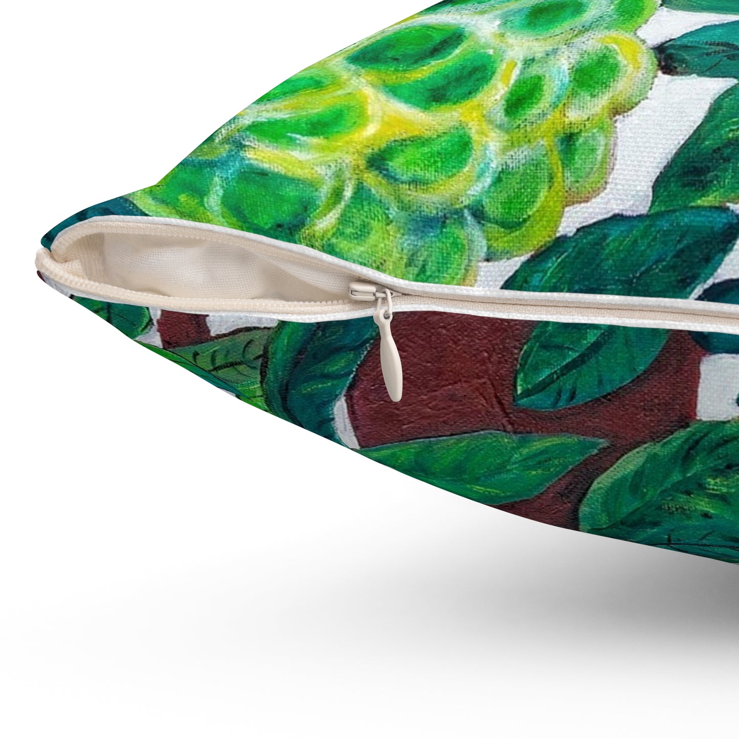 Spun Polyester Square Pillow - Custard Apple design
