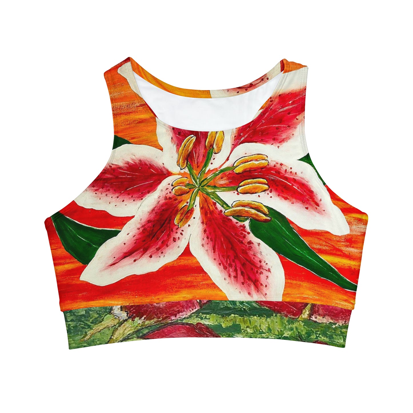 Tropicals! High Neck Crop Bikini Top (AOP)