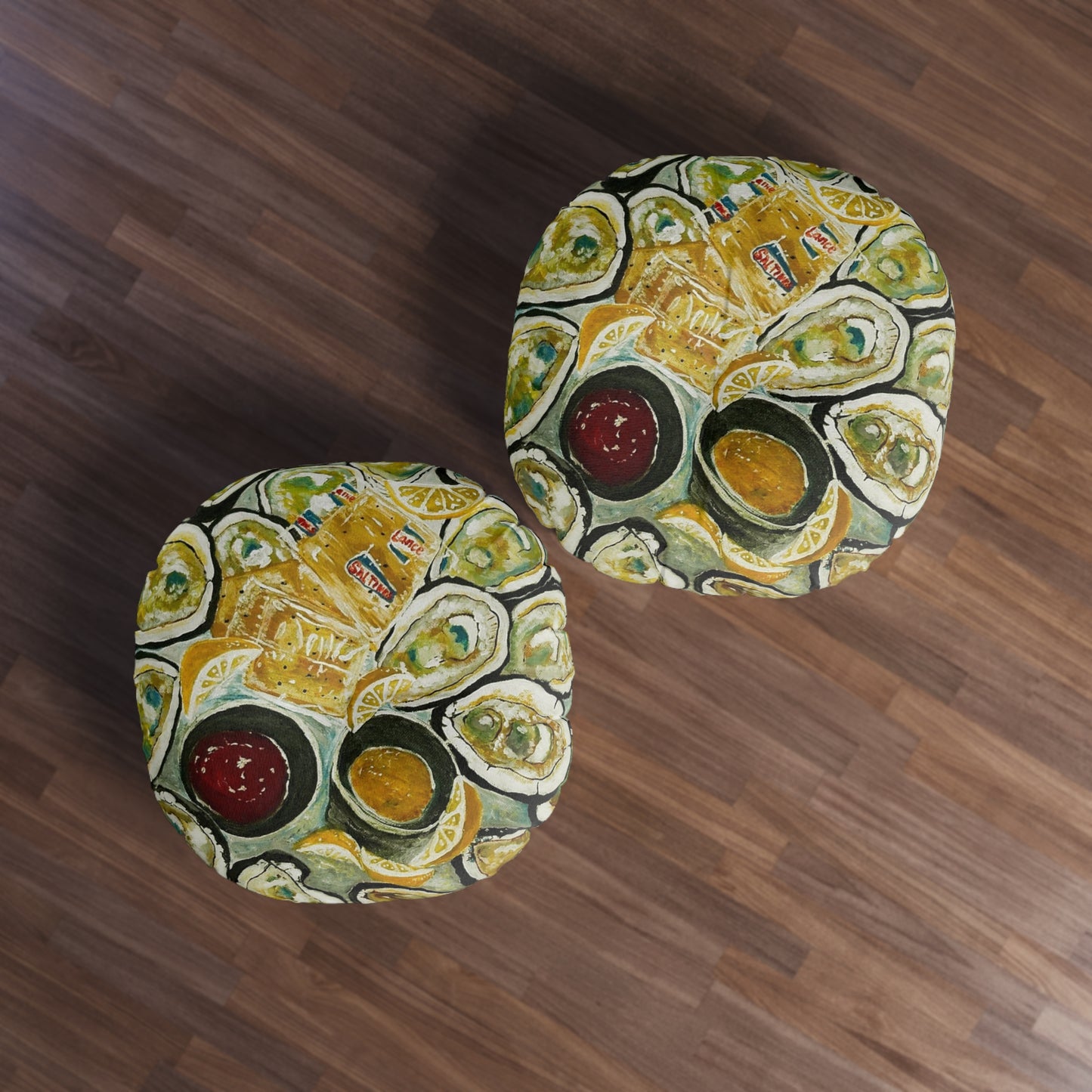 Oysters on the Half Shell - Tufted Floor Pillow, Round
