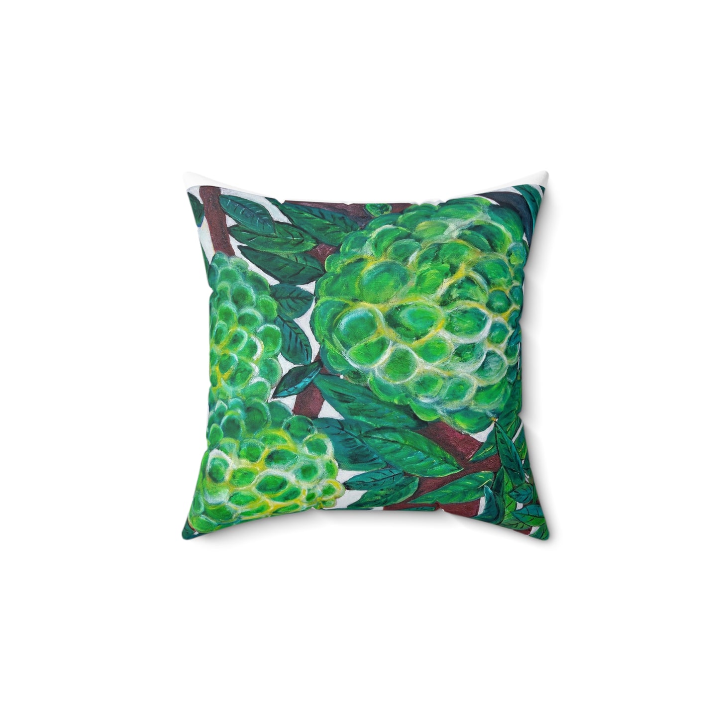 Spun Polyester Square Pillow - Custard Apple design