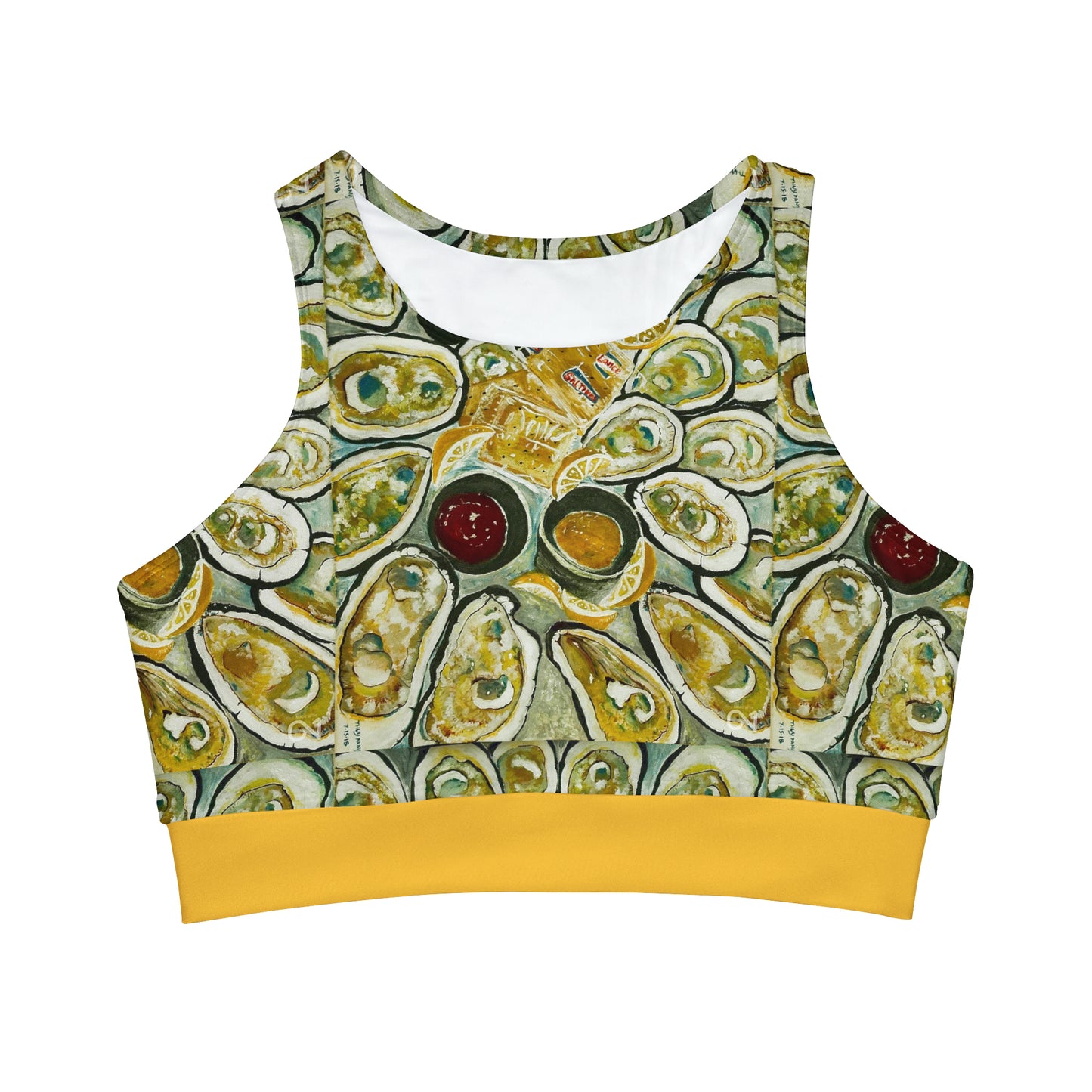 Oysters on the half shell - High Neck Crop Bikini Top (AOP)