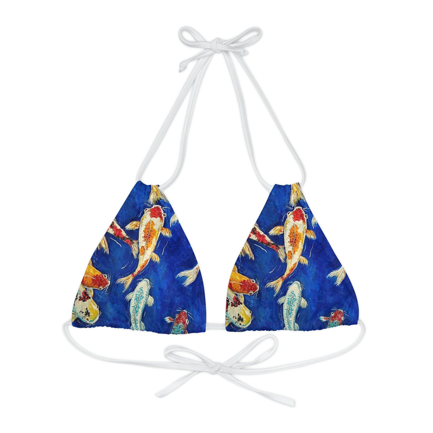 Strappy Triangle Bikini Top (AOP) - in Koi design