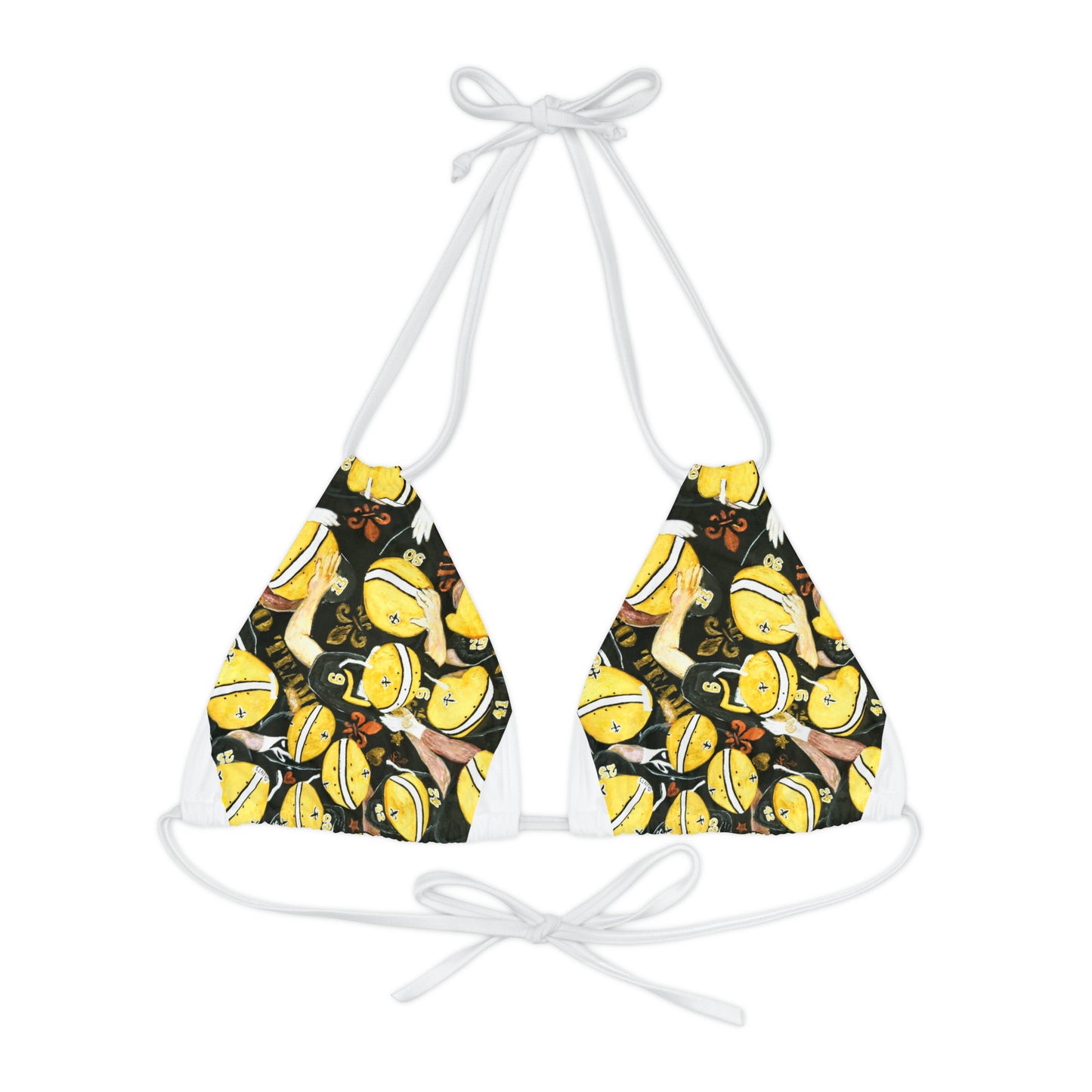 Who Dat Strappy Triangle Bikini Top (AOP)