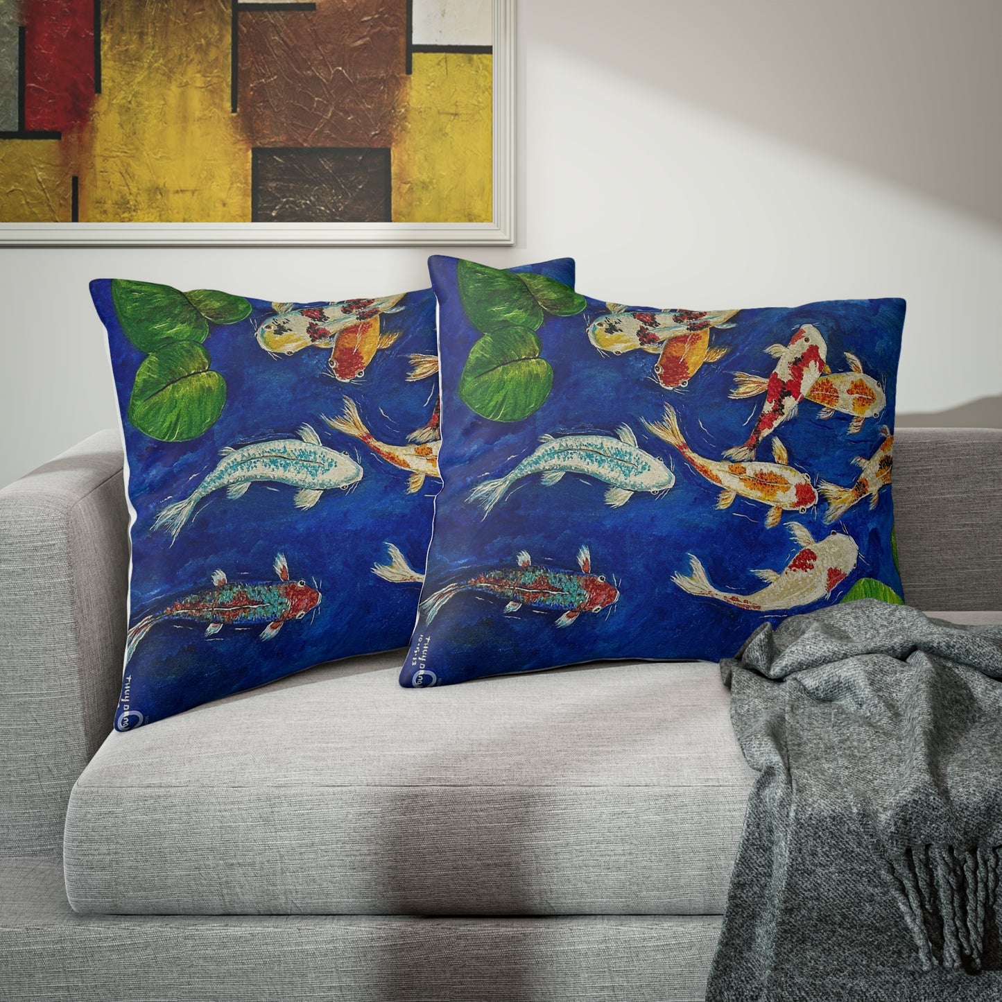Pillow Sham - KOI fish - designed by the the artist Thuy Dang