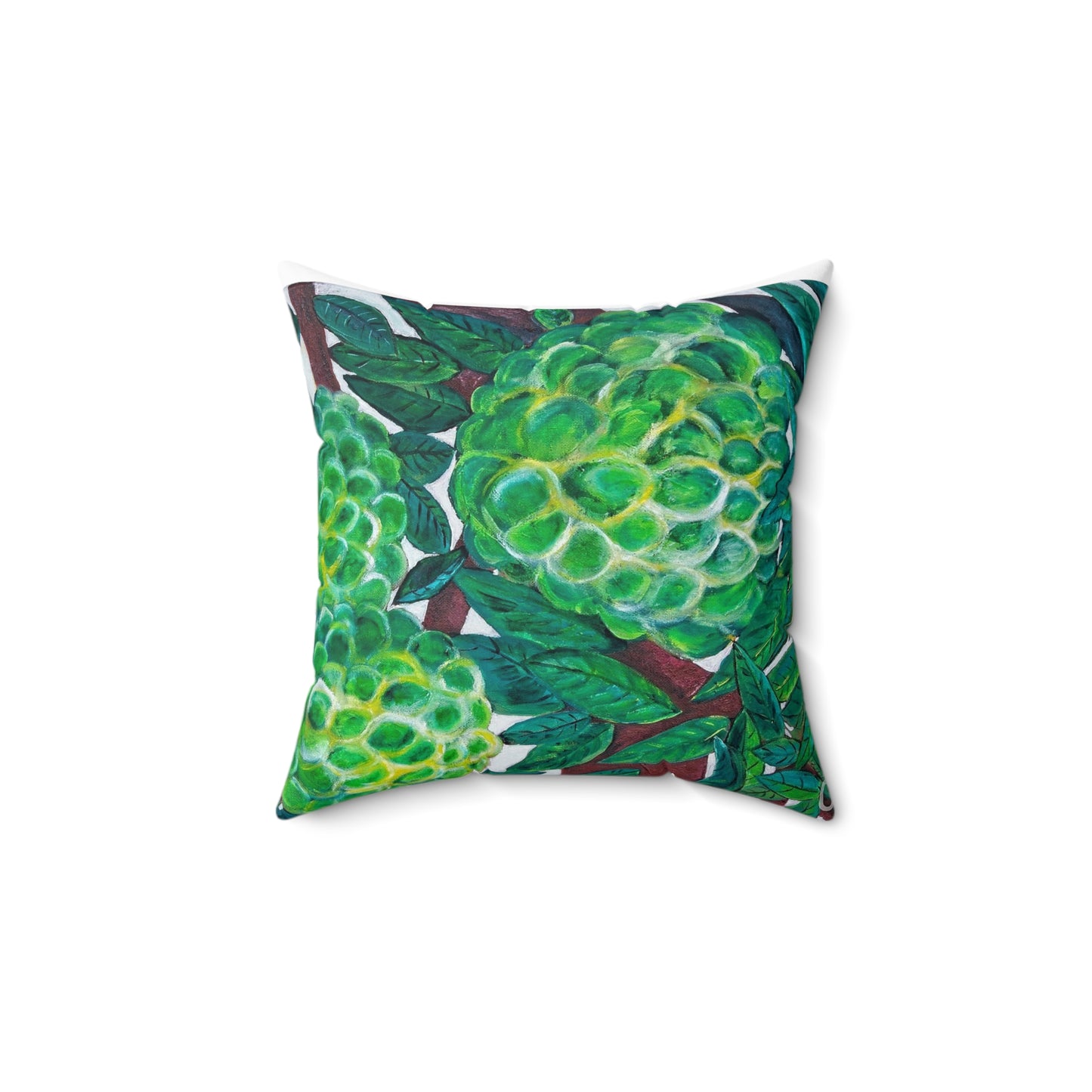 Spun Polyester Square Pillow - Custard Apple design