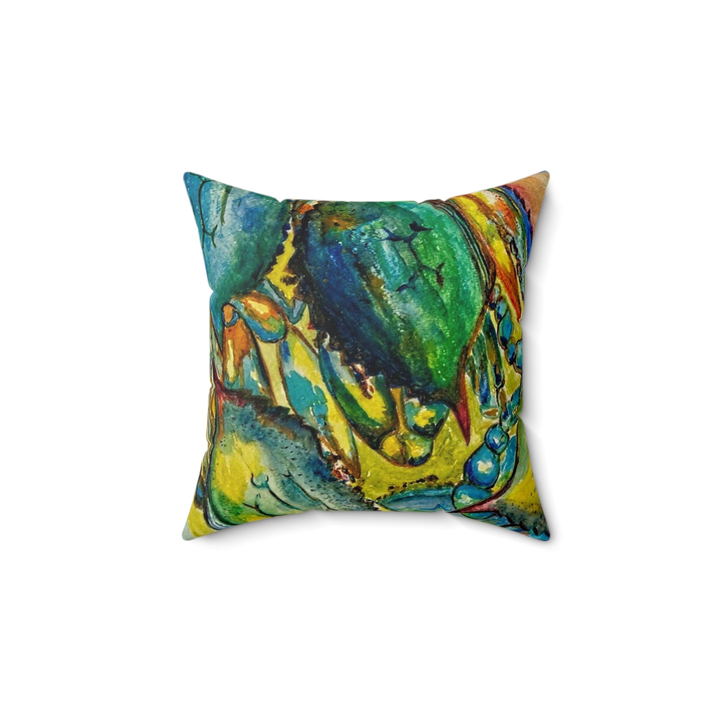 Spun Polyester Square Pillow - Blue Crabs